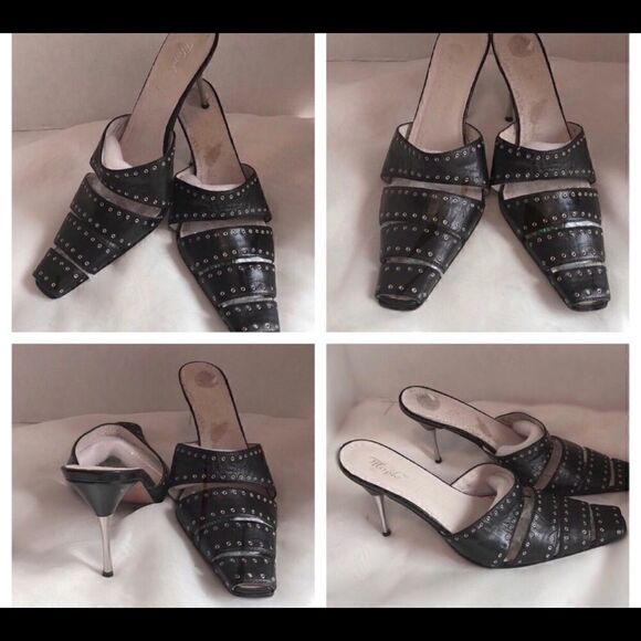 #308 MAPLE LEATHER GROMMET POINTED TOE MULE - Picture 2 of 5